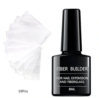 20 units silk fiberglass nail extension pieces 8cm x 4cm with 8ml glue and scrub file for UV DIY manicures