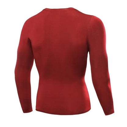 Premium men's compression long sleeve workout top in various colors and sizes