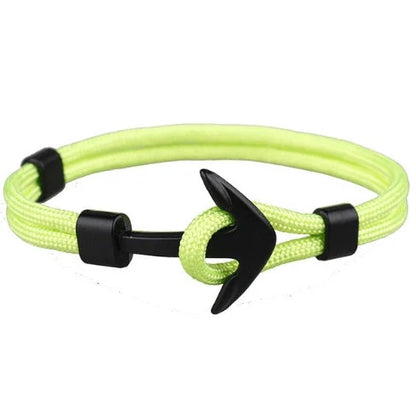 Nautical anchor bracelet with brass details and cotton rope, 21cm length