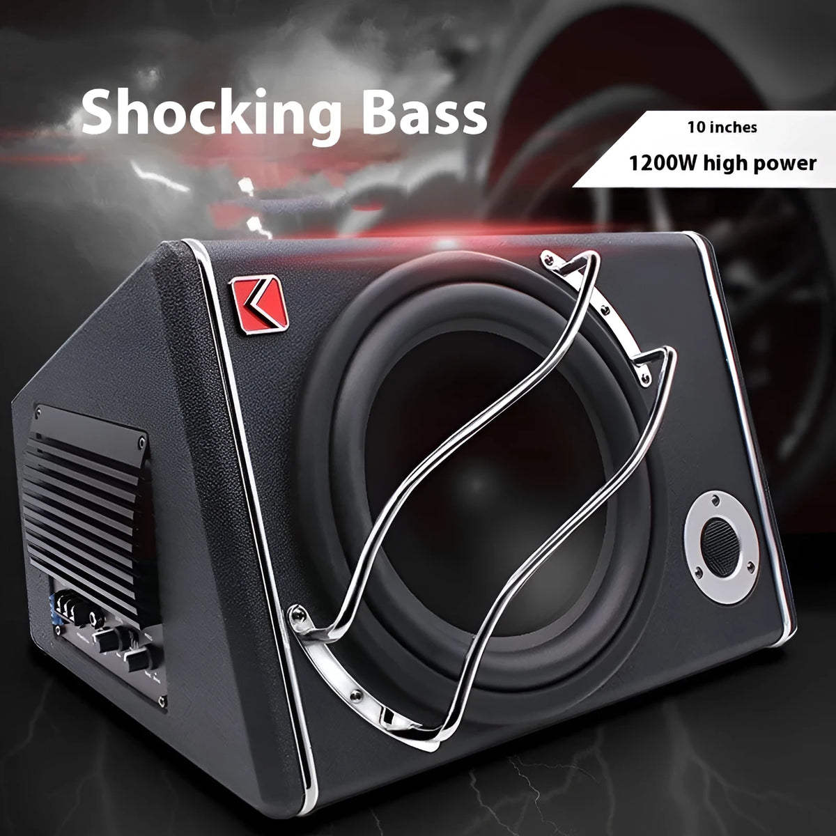 10-inch car subwoofer in MDF enclosure with PVC leather finish for 12V vehicle audio refit