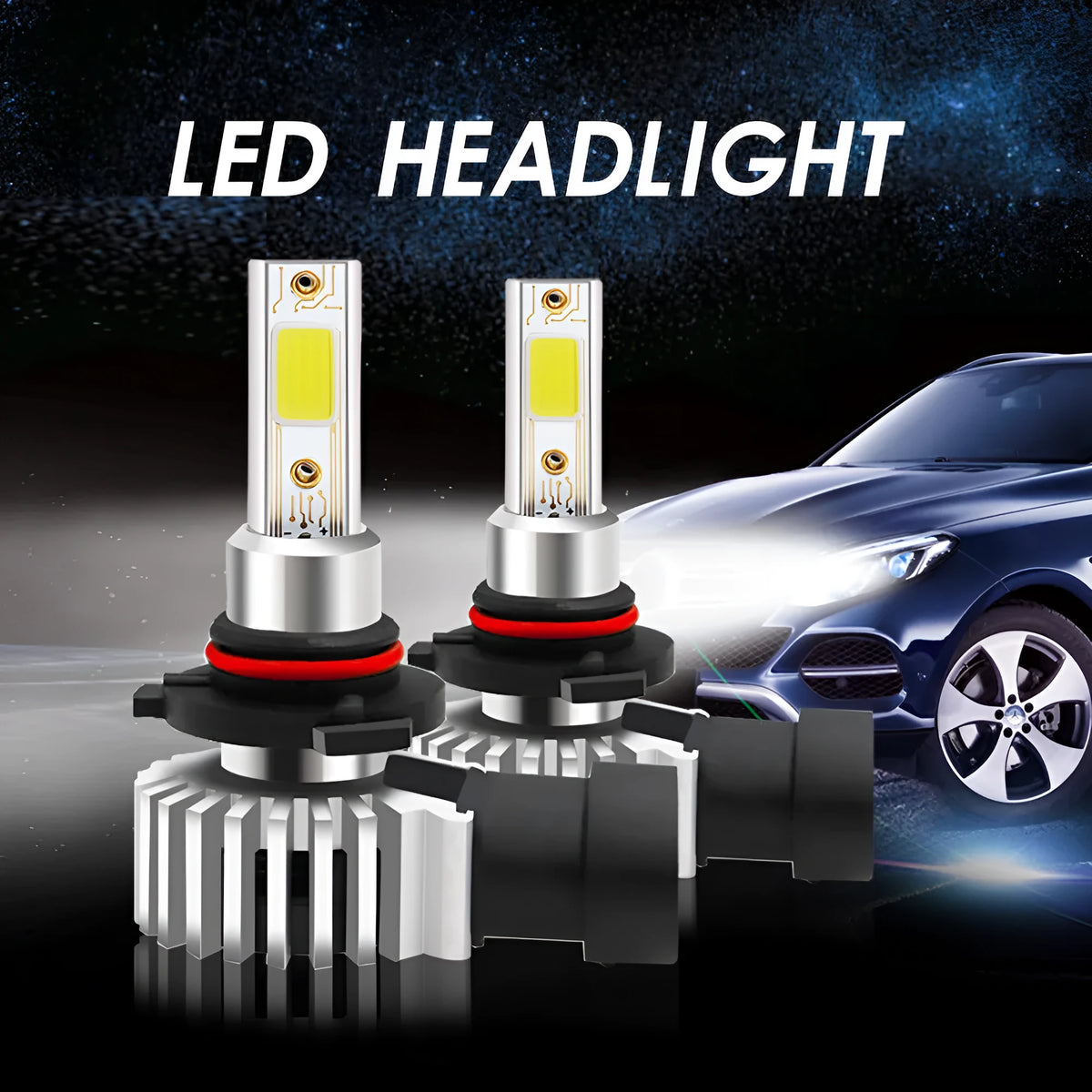 D9 car high-power integrated in-line LED headlight with aviation aluminium housing and COB chip, 6600 lumens spotlight beam
