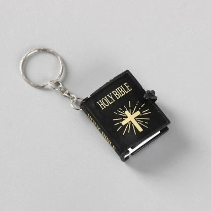 Mini Holy Bible Keychain with Jesus Cross in PVC colour leather, dimensions 4.5x6.0cm