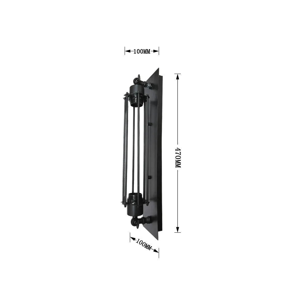 Refined retro industrial style iron devil island flute wall lamp in black finish with American style design