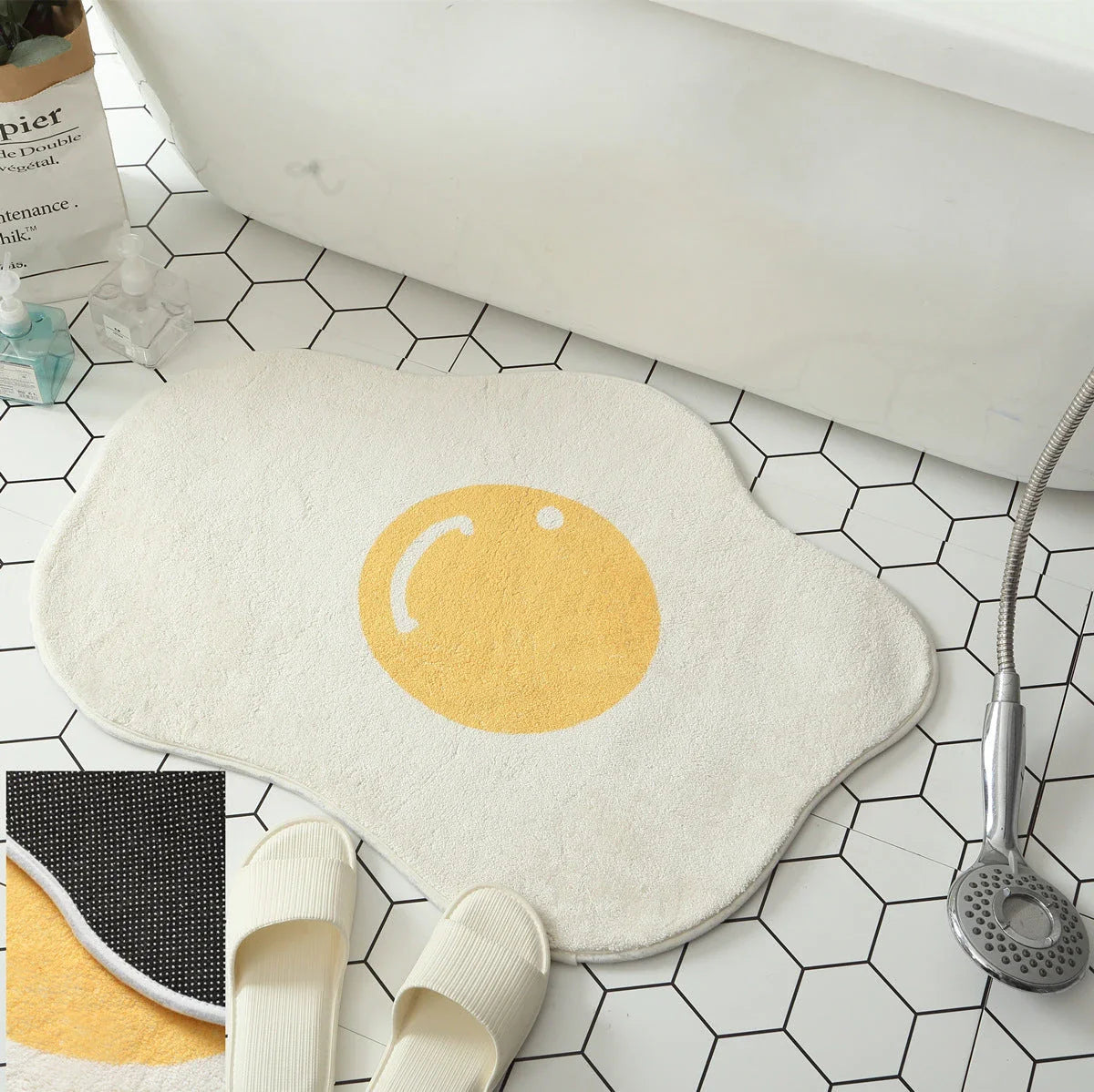 Stylish egg-shaped entrance mat made of premium polyester fabric with non-slip rubber backing, available in various sizes and colors to suit any Kiwi home's decor