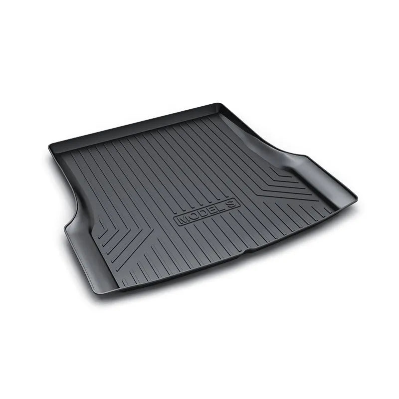 Rubber floor mat for Tesla car with TPE footrest section.