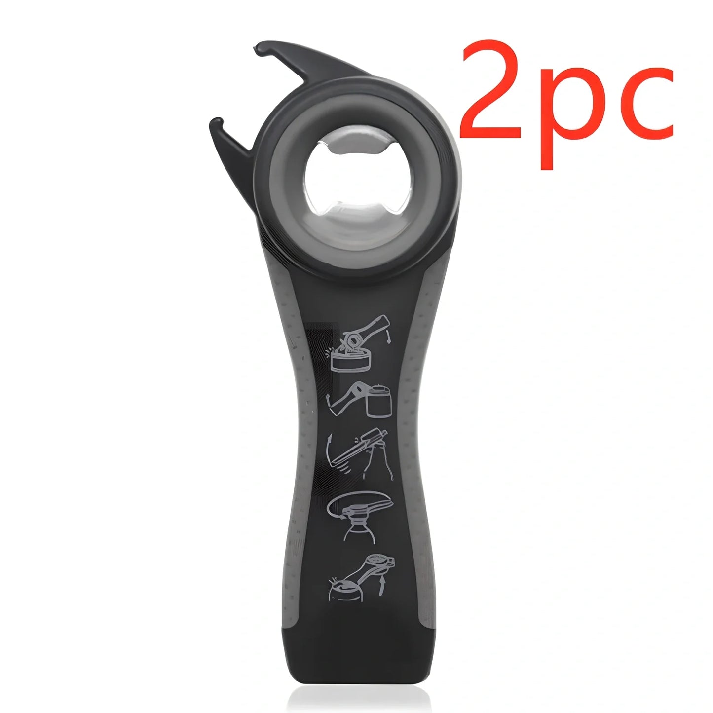 Stainless steel multifunction kitchen opener with bottle opener and corkscrew functions