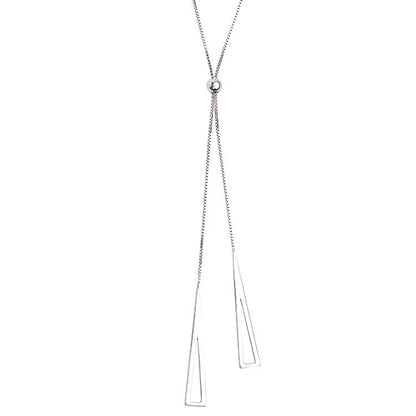 Adjustable sterling silver geometric triangle necklace for women with box chain