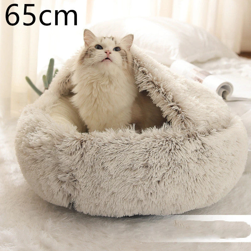 Warm plush pet bed for cats and dogs in various colours and sizes
