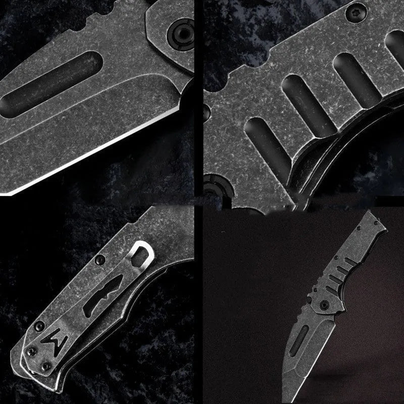 Outdoor folding knife with D2 steel blade, 9cm blade length, 22cm overall length, 907 style.