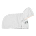 White cotton hooded wrap towel for pets, available in sizes S and M, used for drying dogs and cats after bath or walk