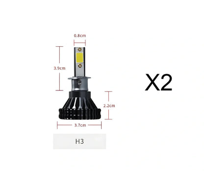 9005 HB3 LED automotive headlight with aluminium housing and heat dissipation fins