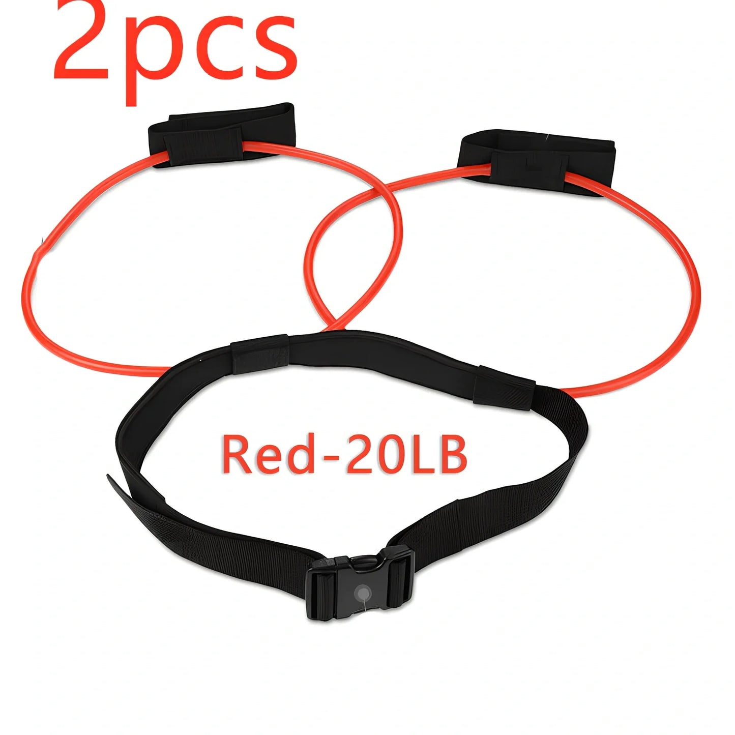 Women's adjustable waist resistance band with colour-coded latex tubes and pedal exerciser foot straps