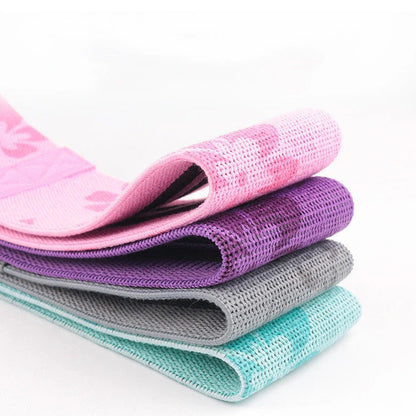 Pure cotton yoga resistance band showing 8cm width and circumference measurement for hip exercises