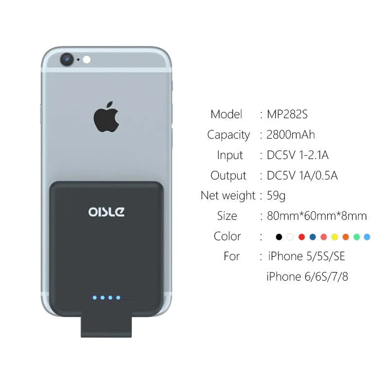 MP282P 4500mAh back clip battery pack in black white blue pink and red colour options