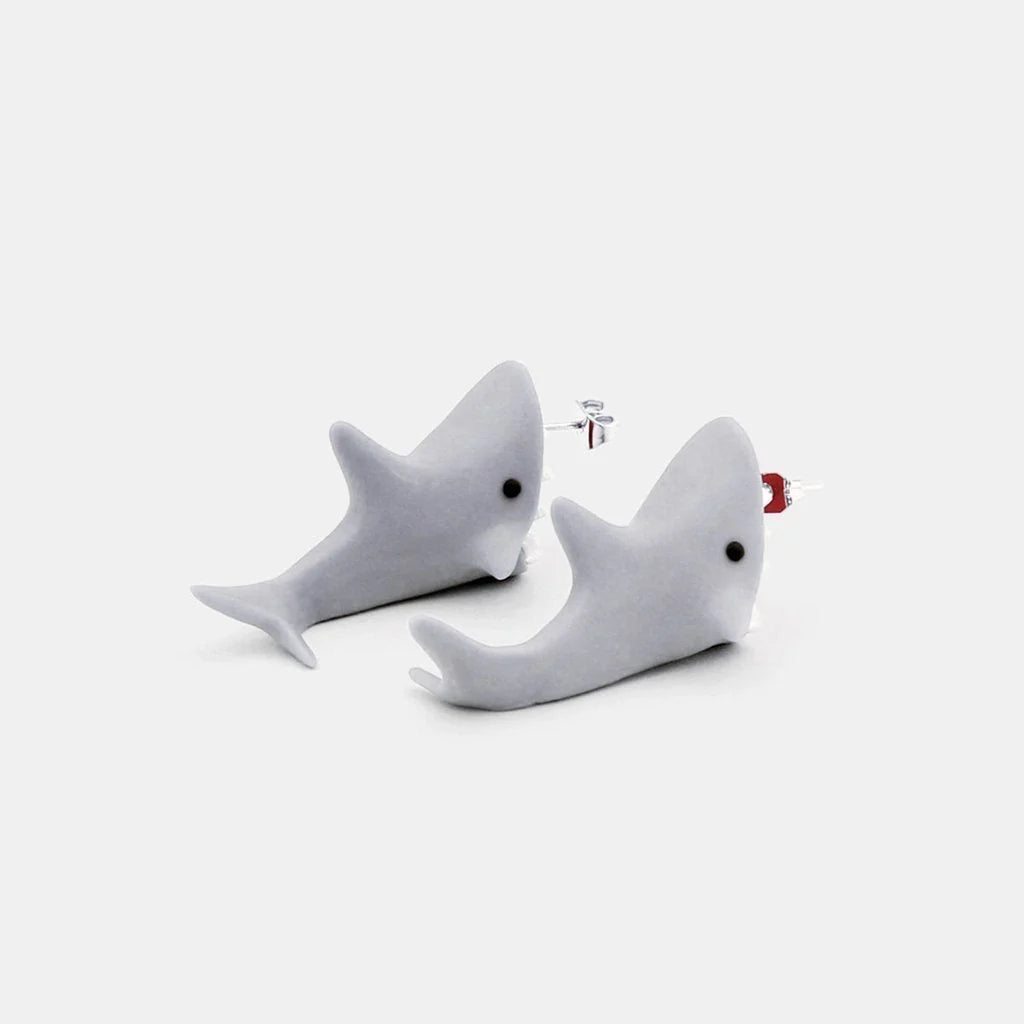 Handmade Cartoon Sharks Bite 3D Stud Earrings in vibrant colours with detailed design