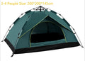 Automatic hexagonal multi-person double-layer outdoor camping rain tent in green with carbon fiber poles