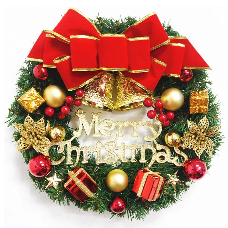 Christmas wreath with natural pine, pine cones, and berries for festive decoration