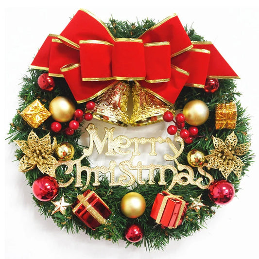 Christmas wreath with natural pine, pine cones, and berries for festive decoration