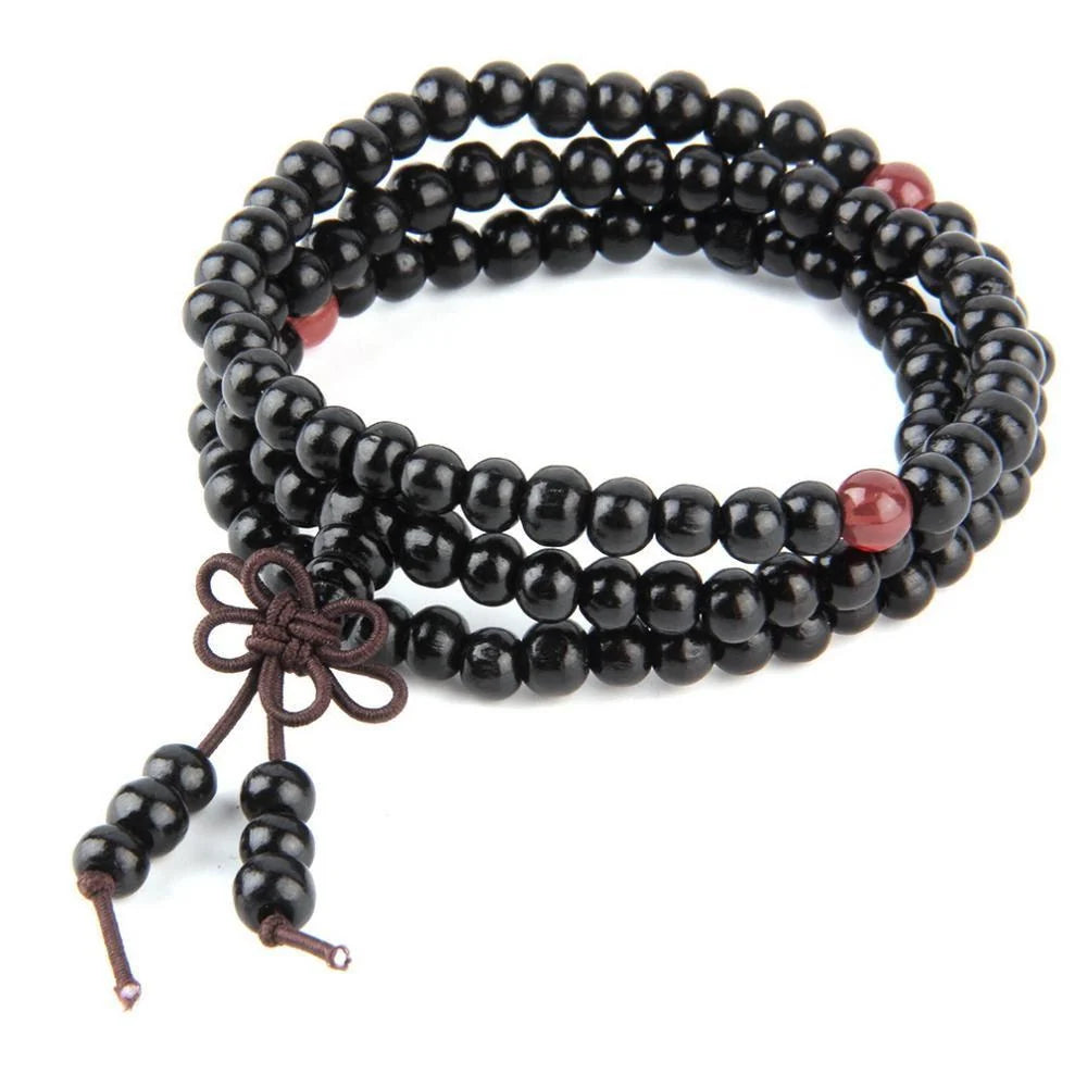 6mm Natural Sandalwood Buddhist Meditation 108 Beads Bracelet for spiritual practice and fashion