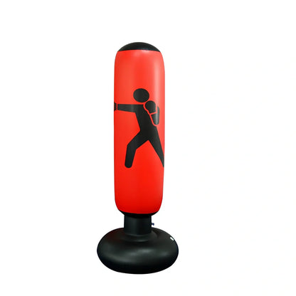 160cm black inflatable boxing column with 65cm base, made from 0.3mm PVC for stable punching practice