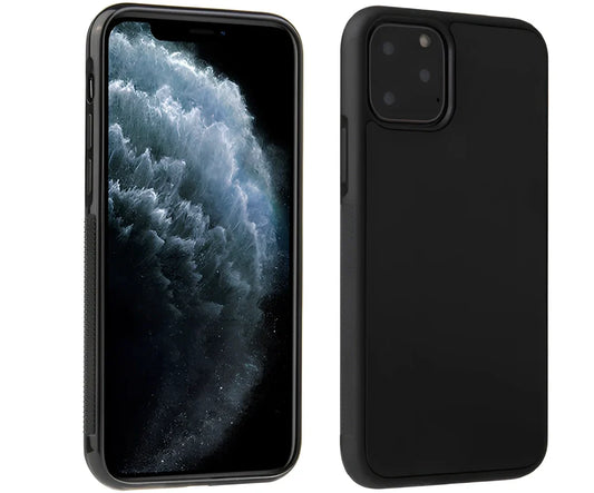 Black anti-gravity nano-adsorption phone case sticking to glass surface, compatible with iPhone 13 Pro Max, TPU-PC material