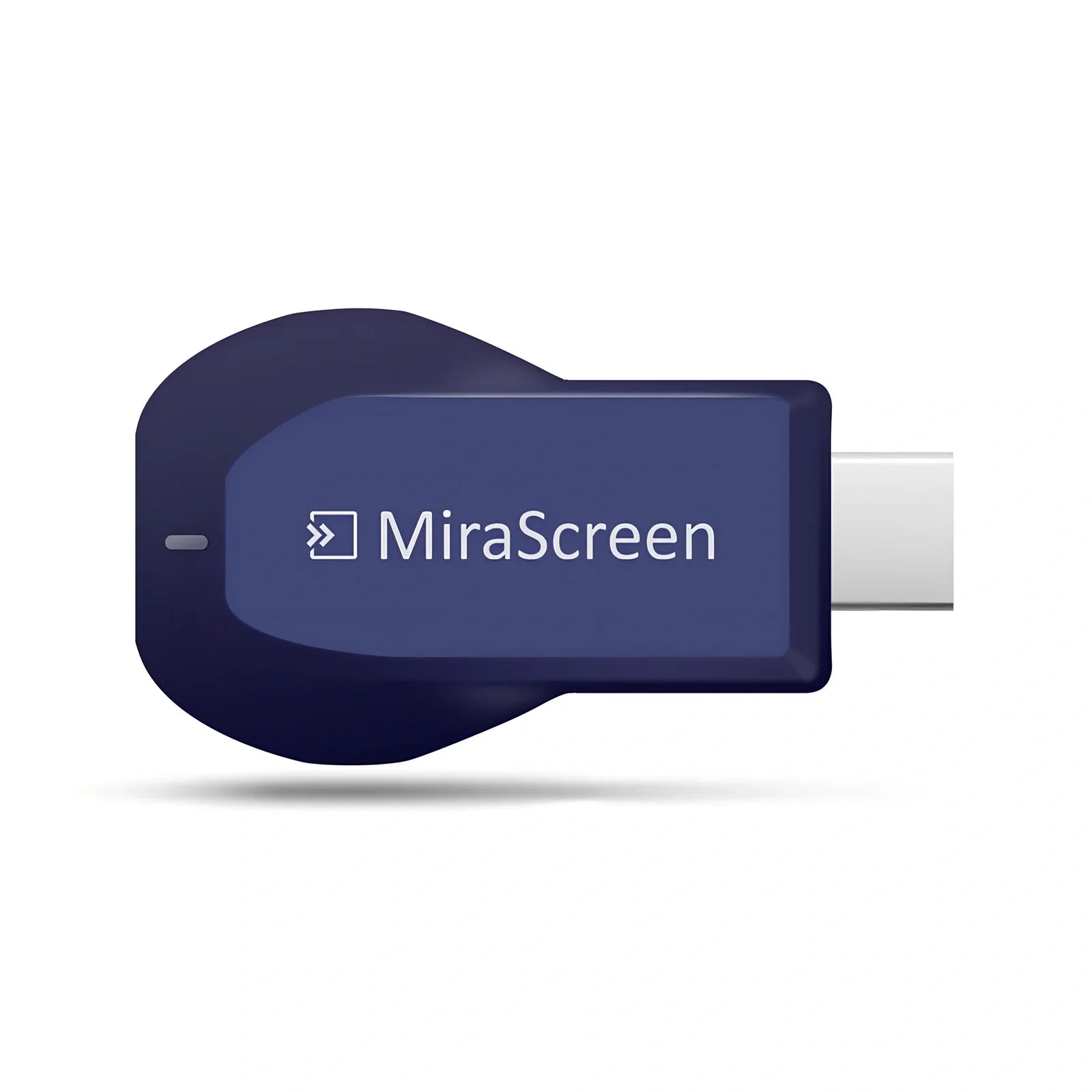 Compact 1080p wireless HDMI dongle in black, 6cm long with USB cable for TV streaming