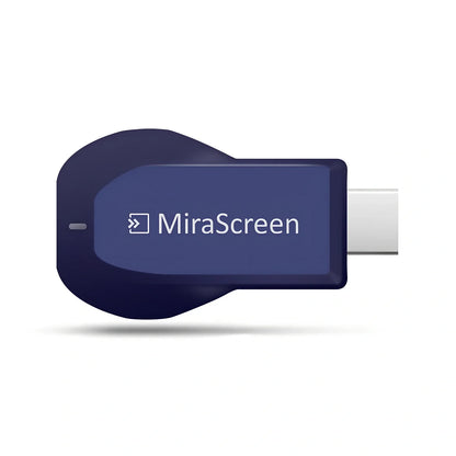 Compact 1080p wireless HDMI dongle in black, 6cm long with USB cable for TV streaming