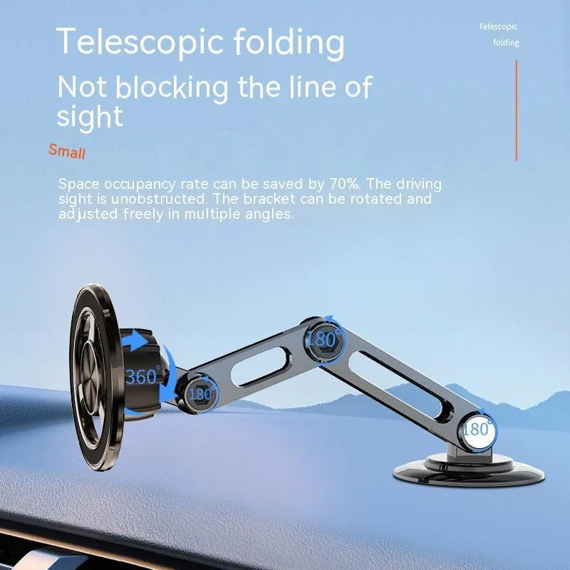 All-metal magnetic car phone holder in black, silver, gold, or rose gold with 360-degree rotation