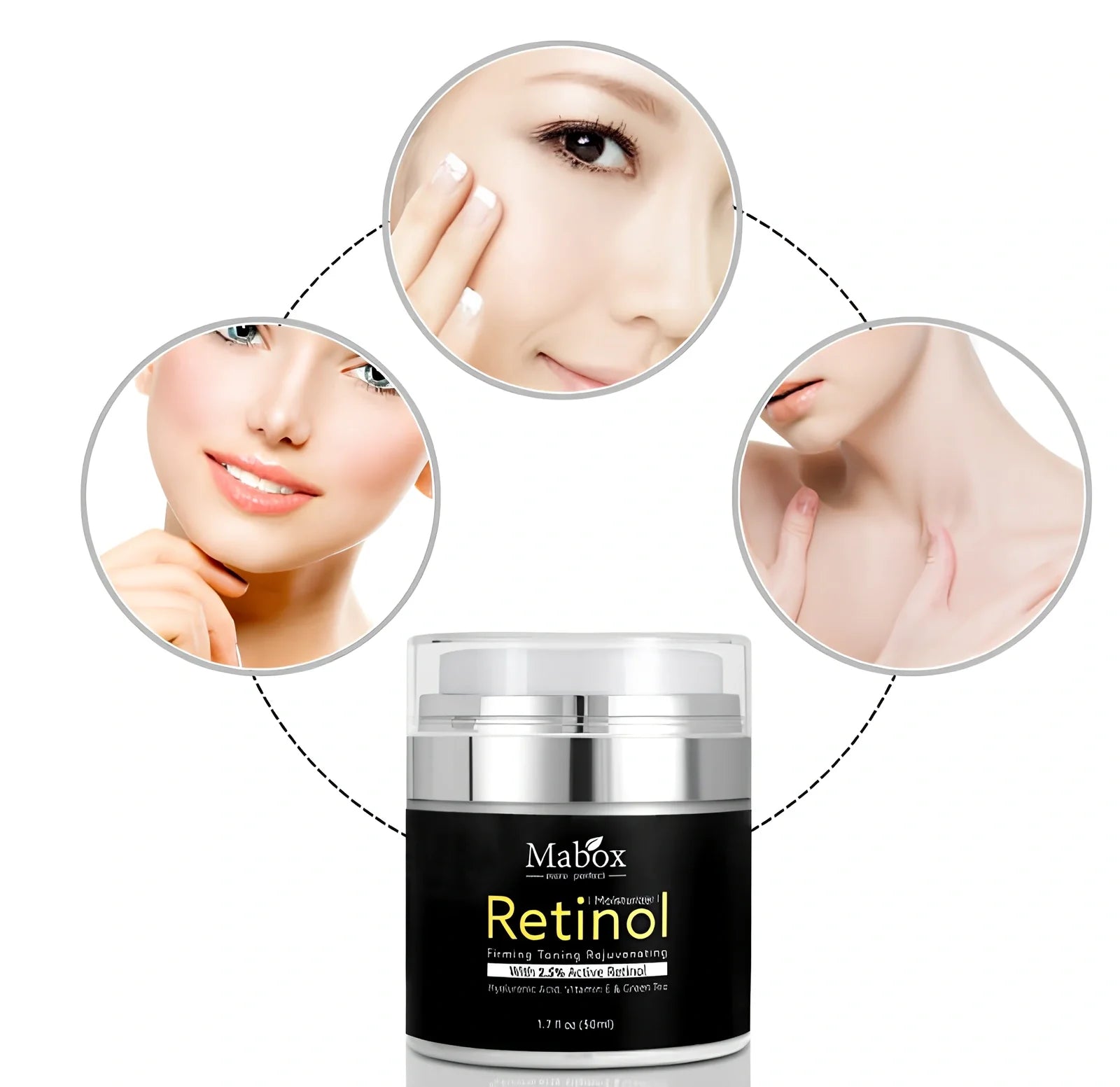 50ml whitening moisturising cream container with SPF30+ protection and hazelnut oil formulation