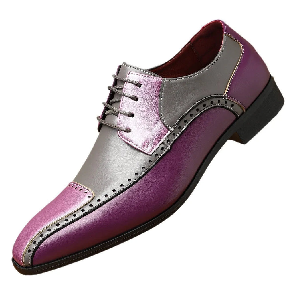 Men's low-top business casual shoes in artificial PU with EVA sole and leather detailing