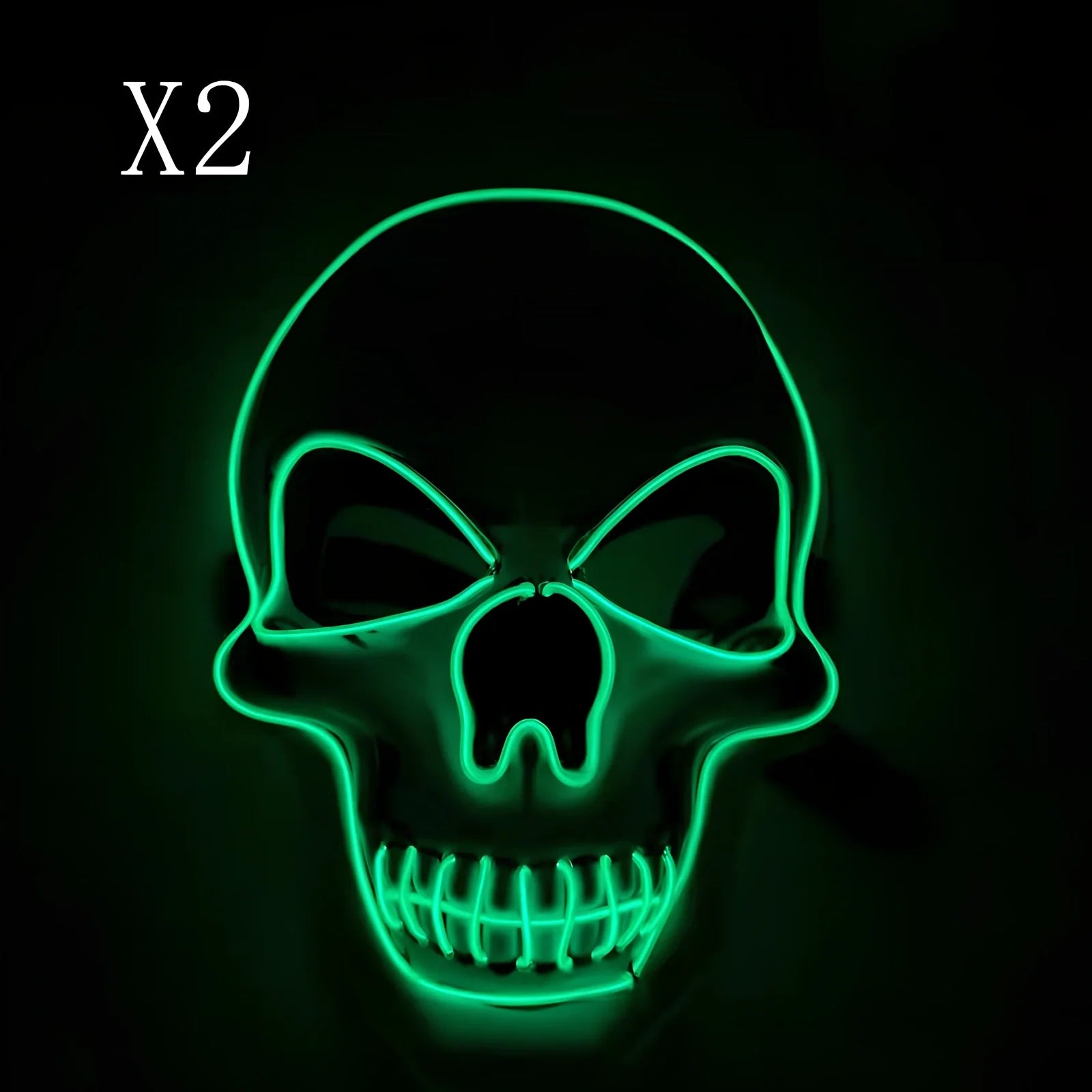 LED illuminated skull Halloween mask with adjustable strap and multiple light settings