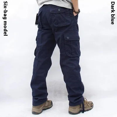 Multi-pocket cotton workwear trousers for men in army green colour, straight leg cut