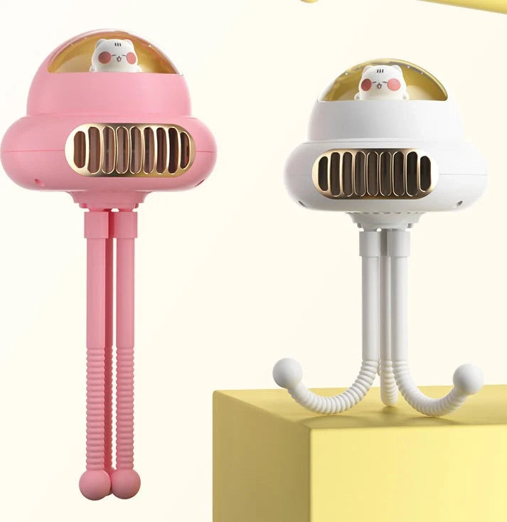 USB Mini Rechargeable Bladeless Fan for Baby Strollers with safety net cover