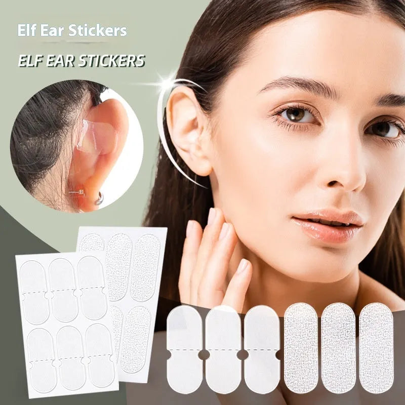 Close-up of transparent and frosted disposable TPU ear patches on backing paper, 0.1cm thick.