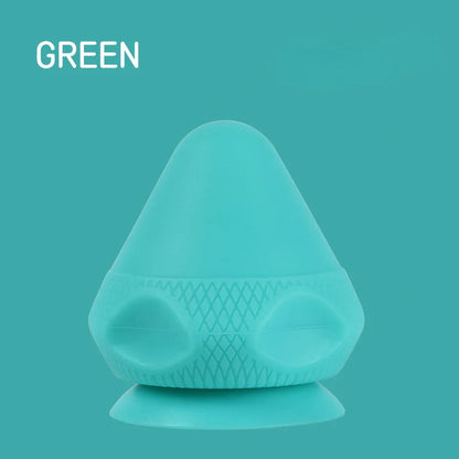 Green silicone massage cone with suction cup, measuring 62mm by 75mm for muscle relief