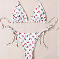 Holiday split halter bikini set in solid colour with backless design