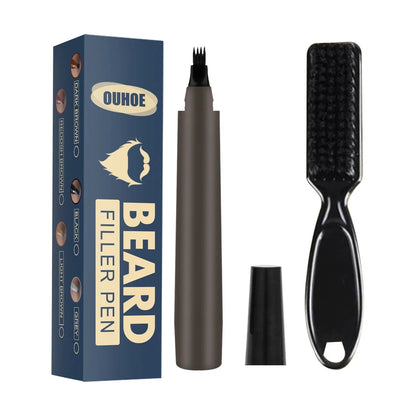 A premium beard filling pencil with a brush, designed to help men achieve a flawless, well-groomed beard look.