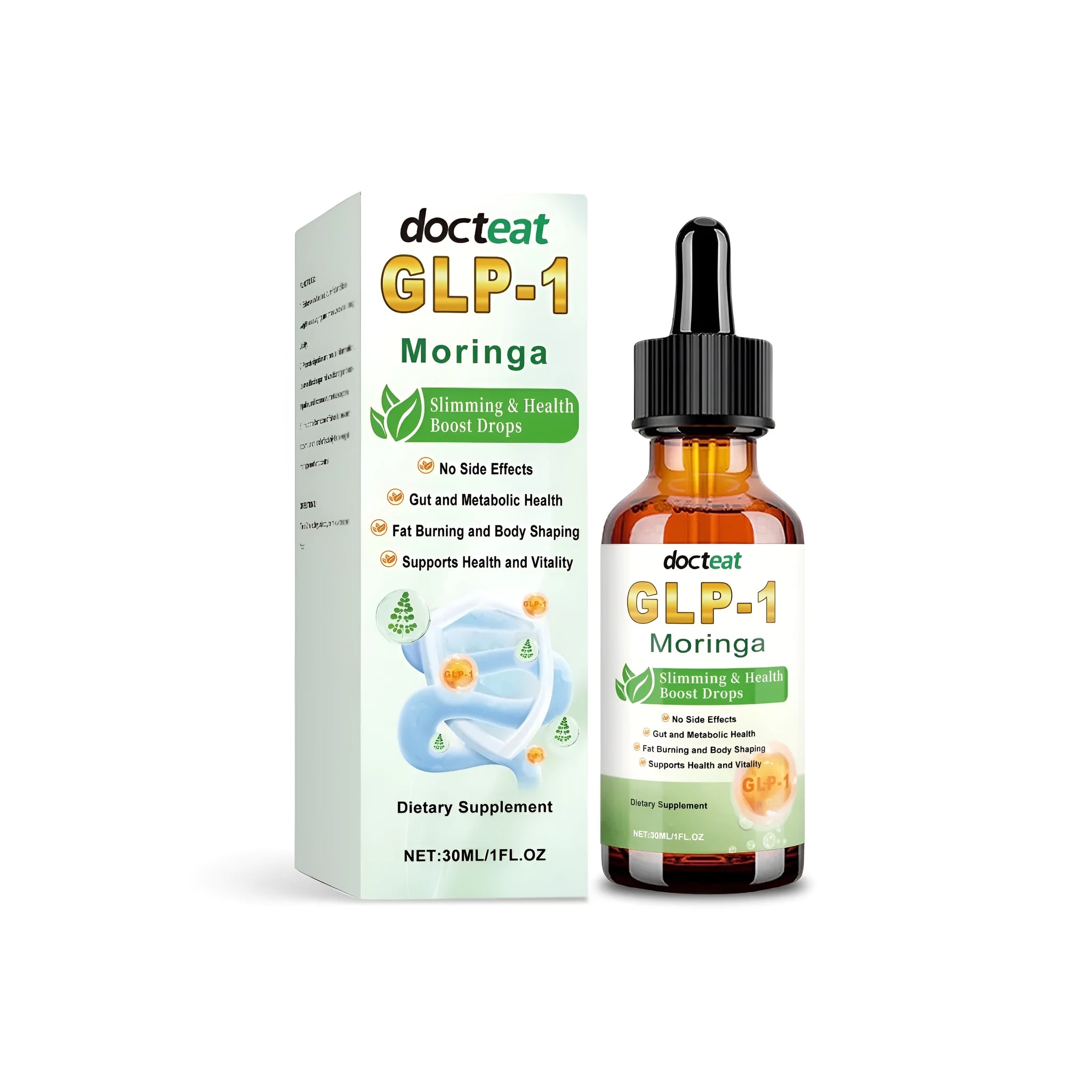 30ml bottle of slimming health boost dietary supplement drops with dropper.