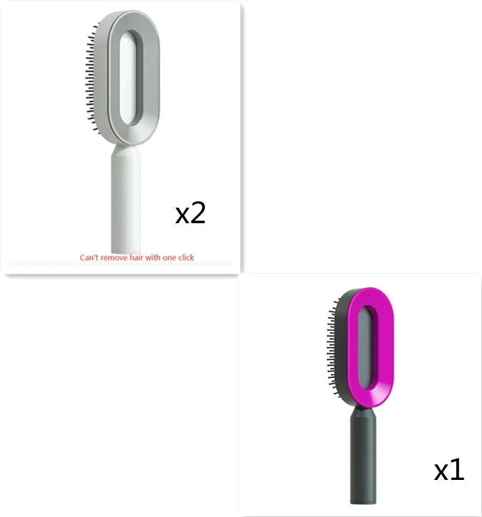 3D Air Cushion Hair Brush in elegant white, showcasing wide comb teeth and ergonomic handle