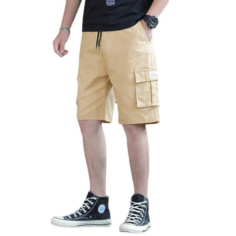 Men's loose fit trousers in army green colour, showing Korean style casual design.