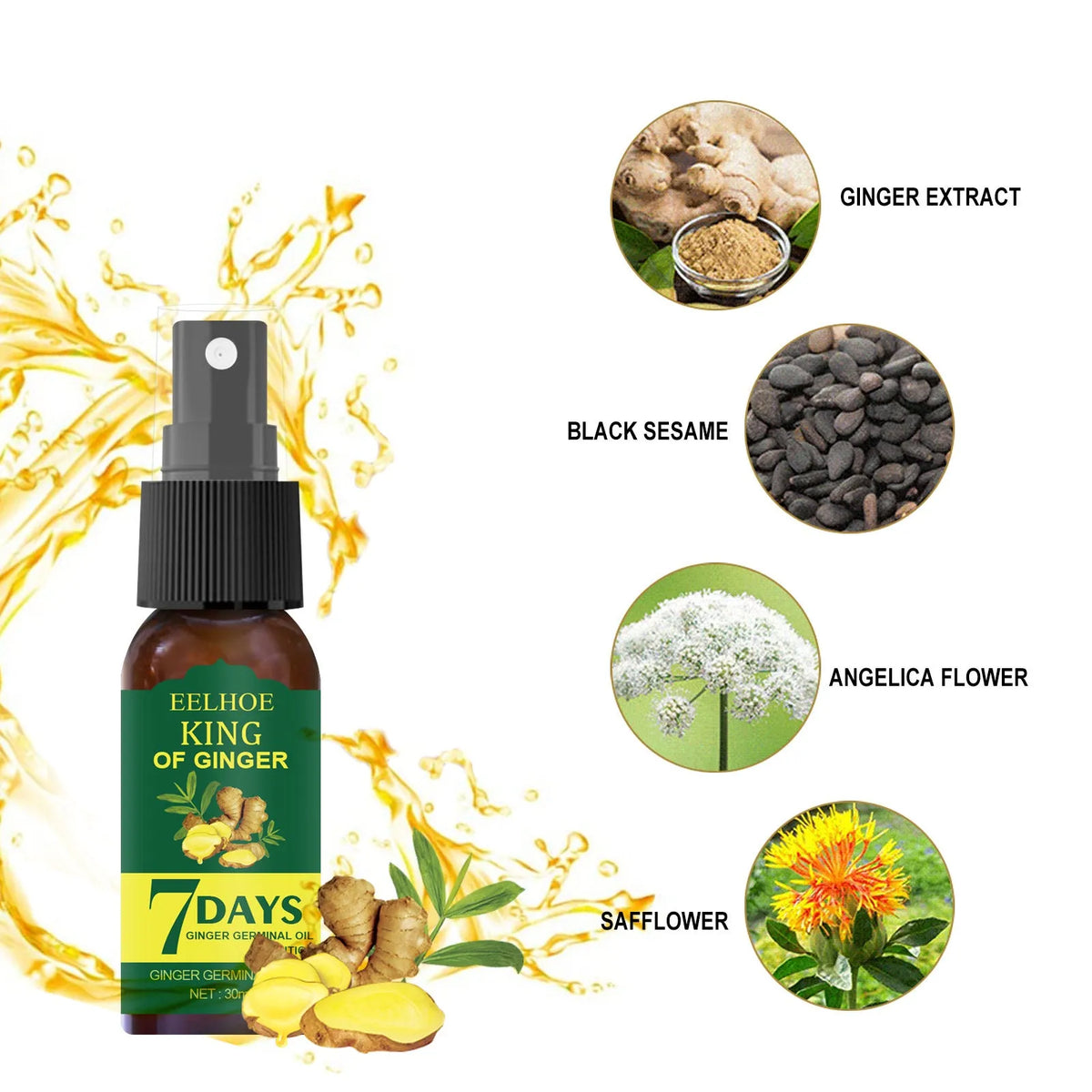 EELHOE Ginger Nutrition Spray hair root moisturising treatment 30ml bottle
