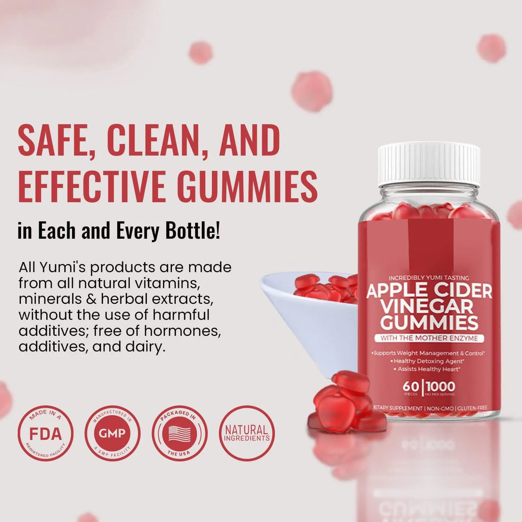 Bottle of 60 apple cider vinegar soft candy gummies for adults