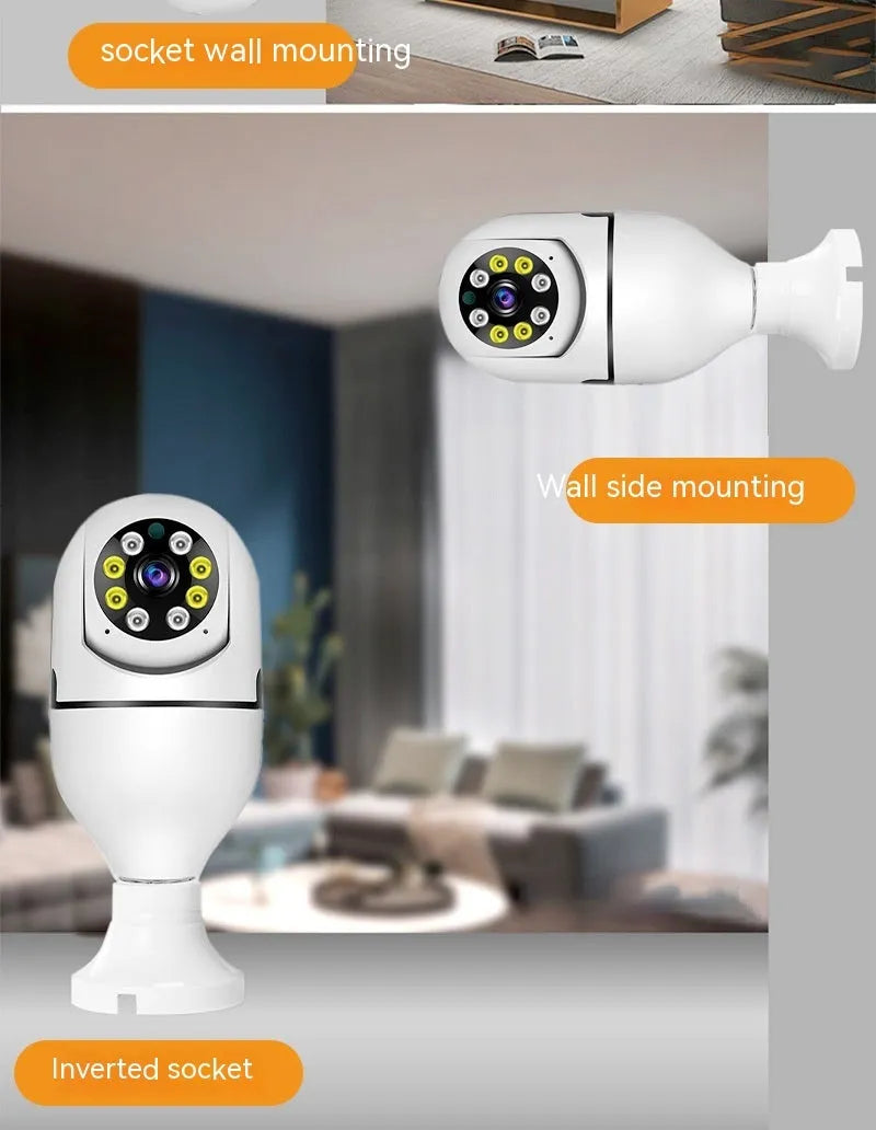 Wireless wifi bulb camera with 1080p resolution and full colour night vision measuring 5x12cm