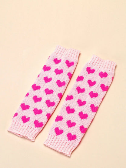 Knitted Love Foot Sock in black and pink with love pattern