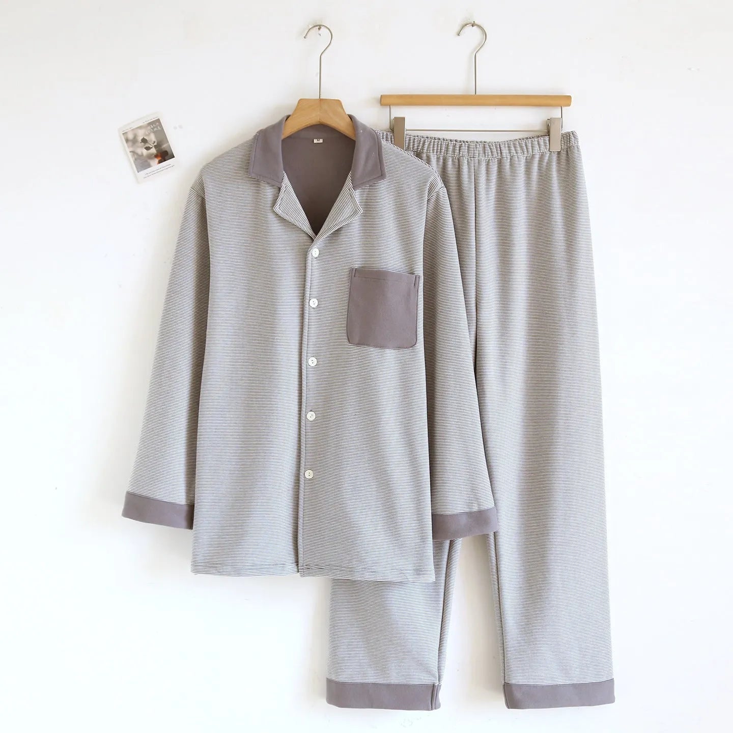 Simple casual loose long-sleeve pants homewear set in spandex for women, available in multiple colours and sizes