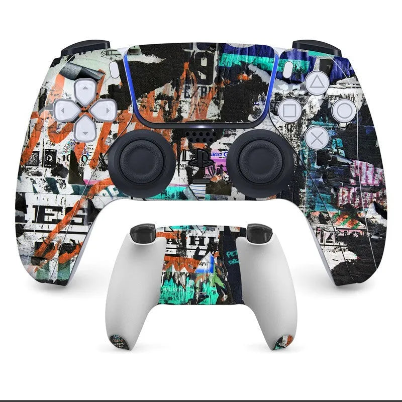 PS5 controller protection stickers with micro-frosted PVC finish in various style designs
