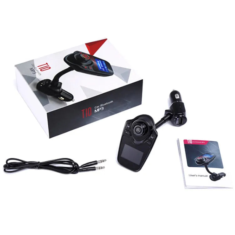 Black car MP3 Bluetooth player FM transmitter for hands-free audio streaming