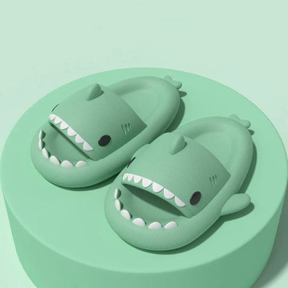 Cozy Shark Slippers with cartoon shark design, waterproof and anti-slip sole, and premium EVA material for comfort
