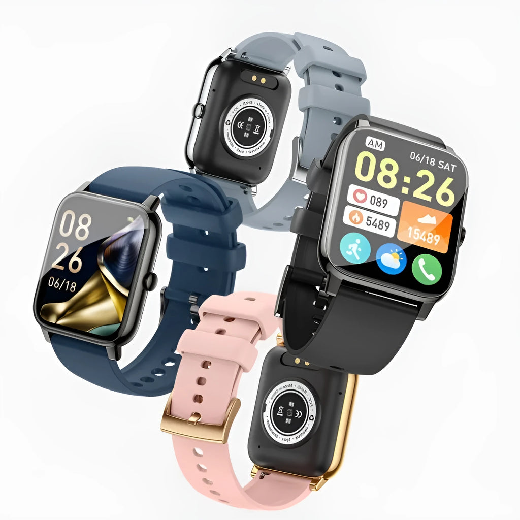 Smart Watch P90 1.85 inch square TFT screen Bluetooth calling heart rate sleep monitor black silicone strap