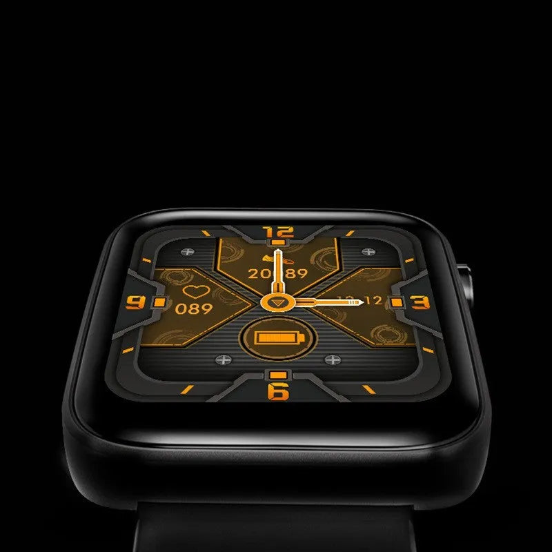 Black health monitoring smart bracelet showing blood pressure and temperature tracking on 1.54-inch screen